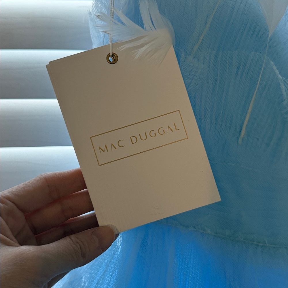 Mac Duggal Blue Feathered Strapless Tulle Fit and Flare Dress #20529 - 12 - Picture 5 of 6
